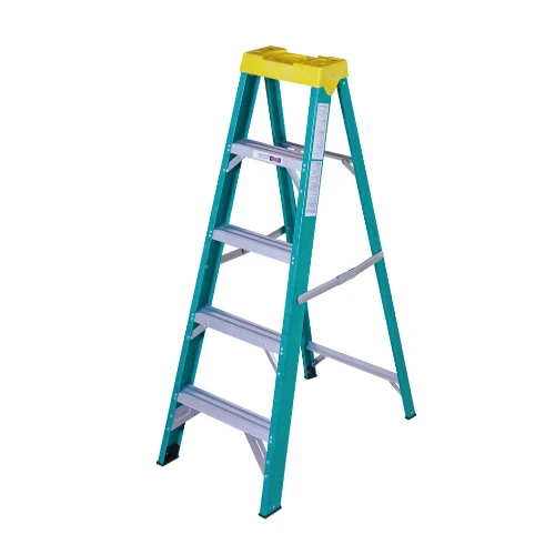 270 Fiberglass Step Ladder with fiberglass rails and aluminium treads on a white background