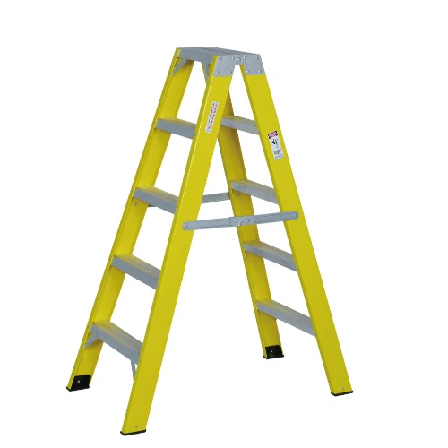 305 Fiberglass Step Ladder with fiberglass rails and aluminium treads on a white background