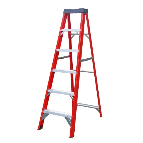 305 Fiberglass Step Ladder with fiberglass rails and aluminium treads on a white background