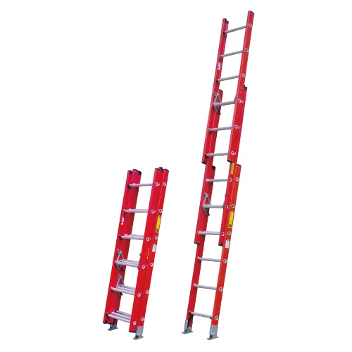 Fiberglass Extension Ladder 3x with fiberglass rails and aluminium treads on a white background