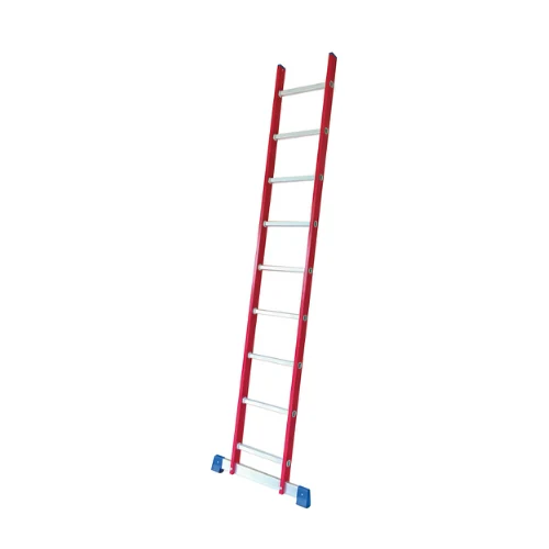 Fiberglass Straight Ladder with fiberglass rails and aluminium treads on a white background