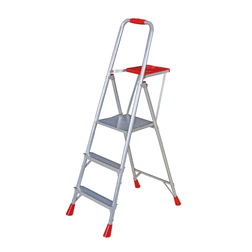 Step Ladder (w/ Plastic Tool Tray) aluminium ladder on a white background