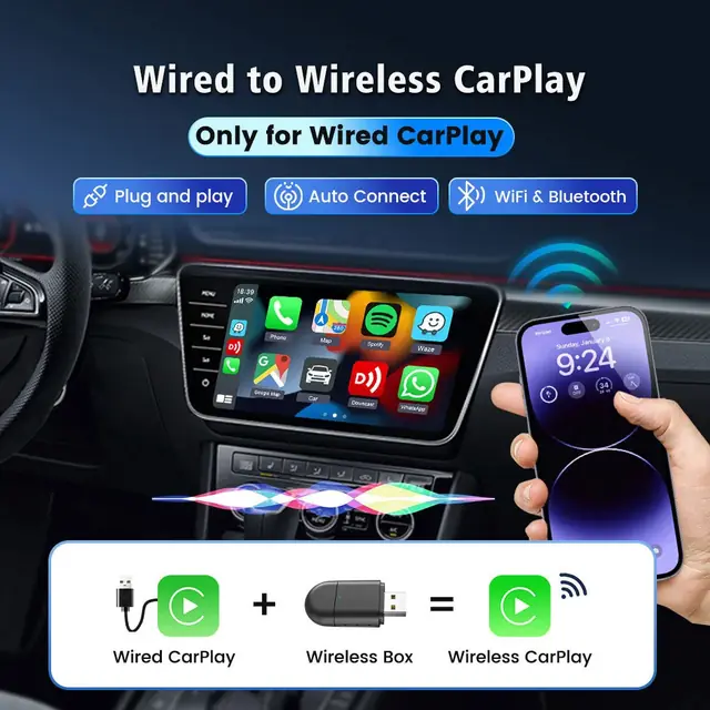 2 In 1 Wireless CarPlay And Android Auto Adapters from LinkitPower