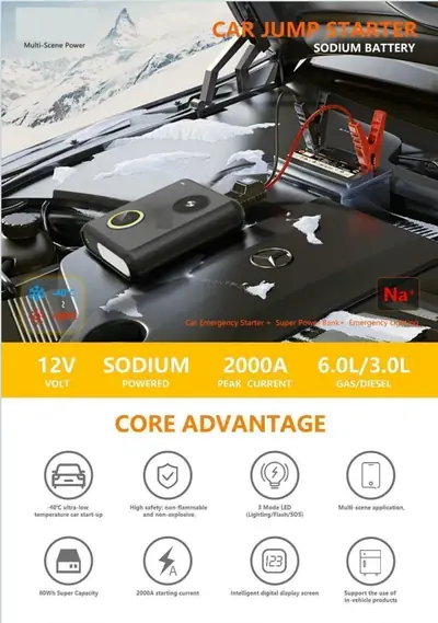 GK03 Sodium Battery Jump Starter 27500mAh 4