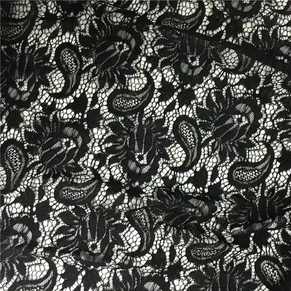 Black Lace Cord Cotton Nylon Dress Lace Fabric