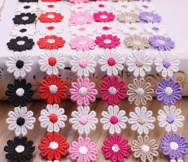 Flower Embroidery Lace Colorful Pattern Shape Trim