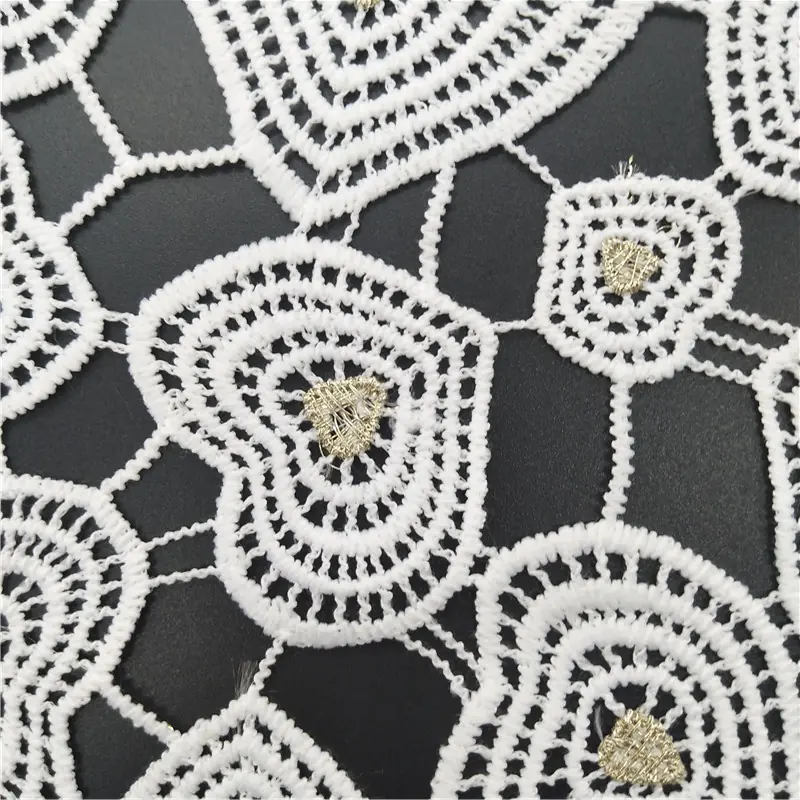 Gold Lurex Chemical Lace Fabric