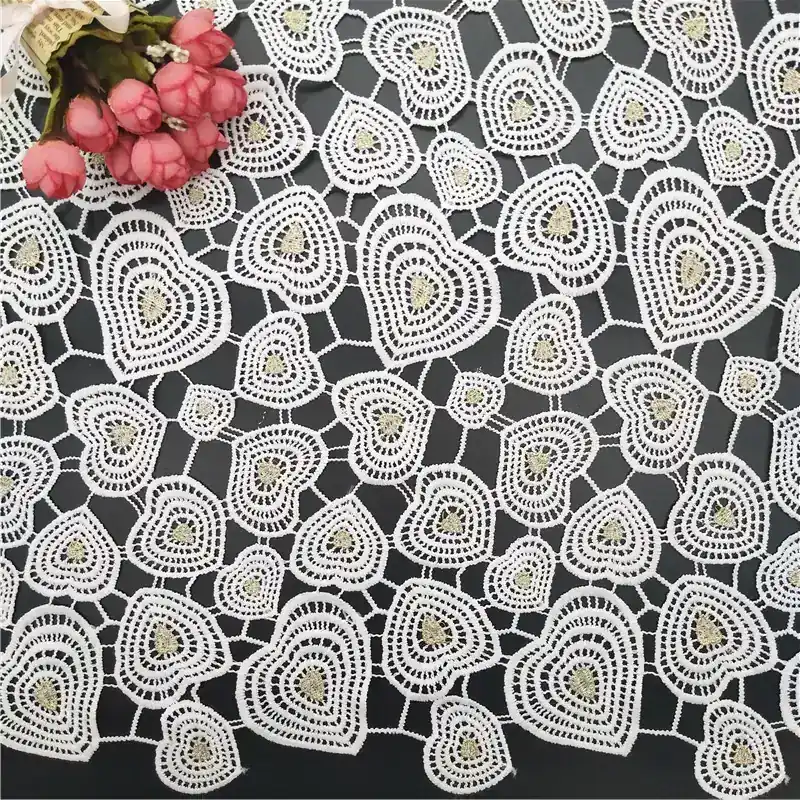 Gold Lurex Chemical Lace Fabric