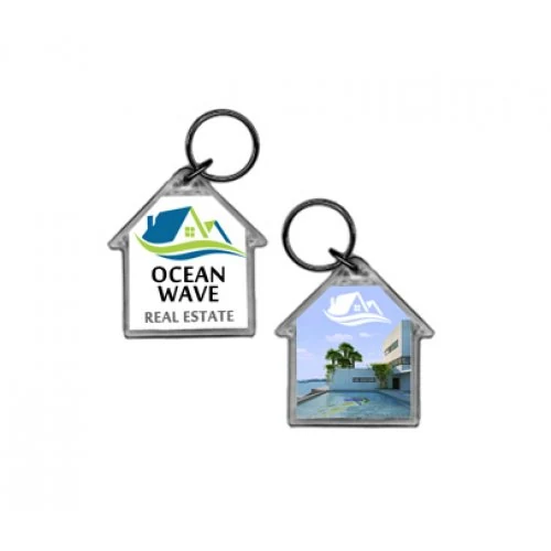 Custom printed house shape acrylic key tags for estate agents