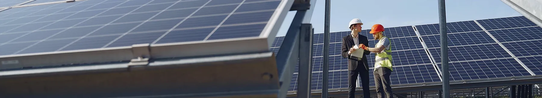 Rooftop photovoltaic installation under inspection