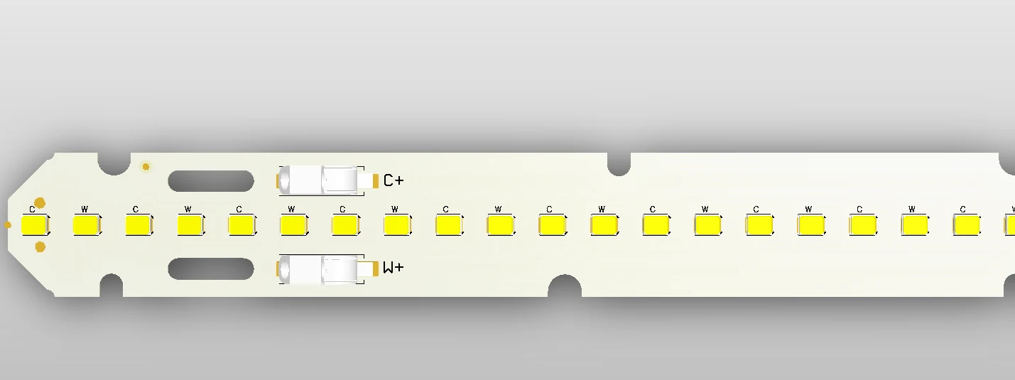 Linear DC LED module board populated with 2835 LED packages