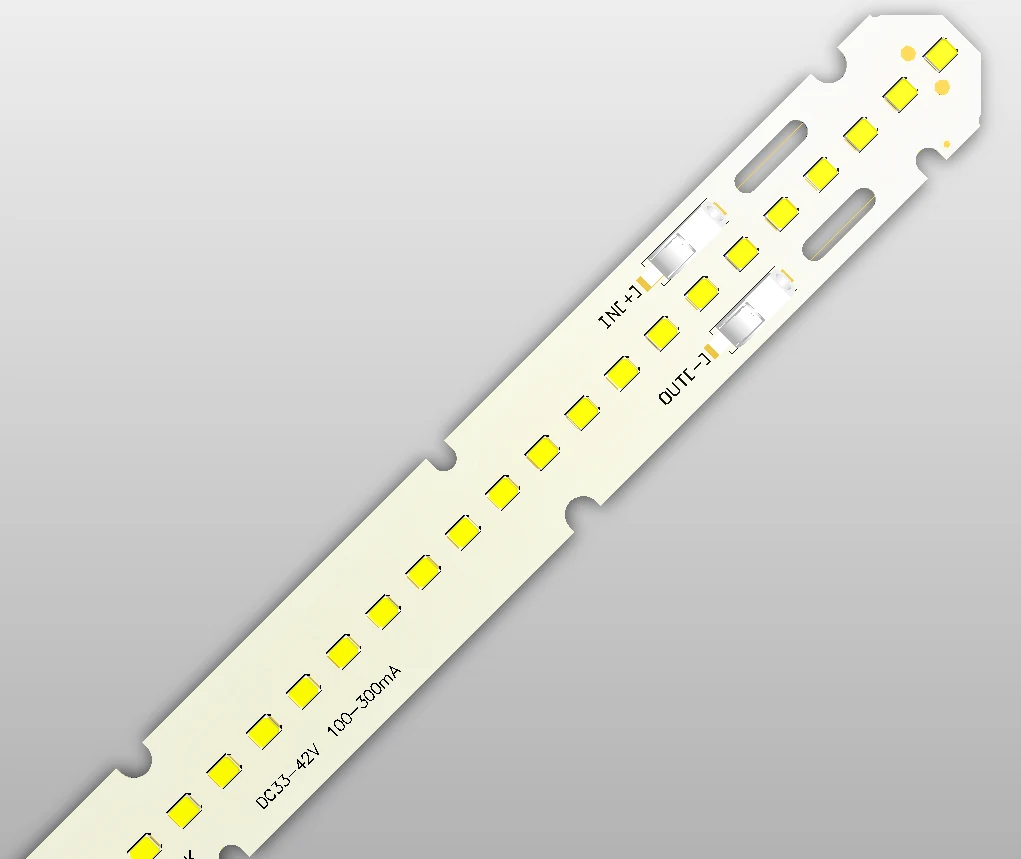 LED linear module board with mid power LED packages and solder pads