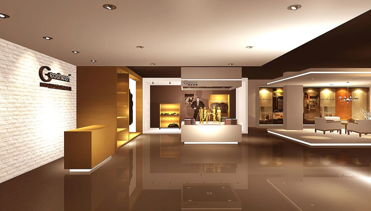 Retail showroom lit with LED display and shelf lighting