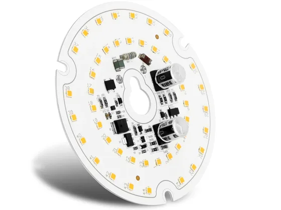 Round AC LED module board with the drive circuit mounted on the same board