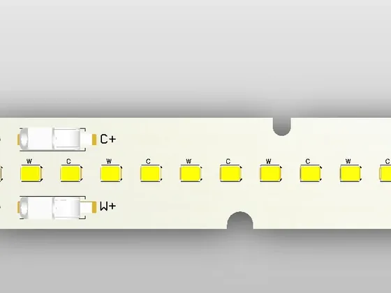 Linear DC LED module board populated with 2835 LED packages