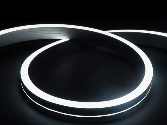 Lengths of white LED neon flex showing the diffusing silicone body