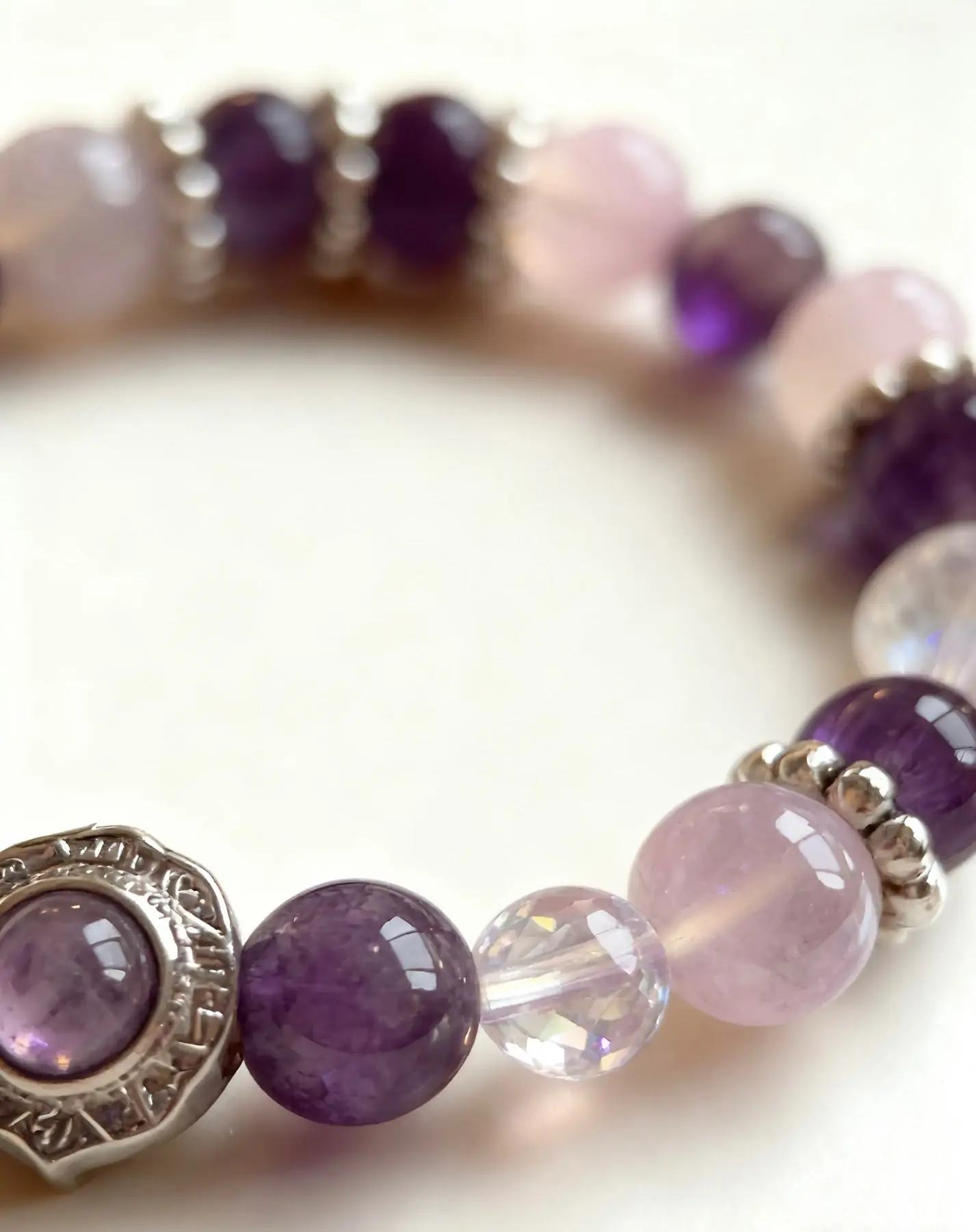 Aurora Blessing purple super seven and purple chalcedony crystal bracelet, the full strand