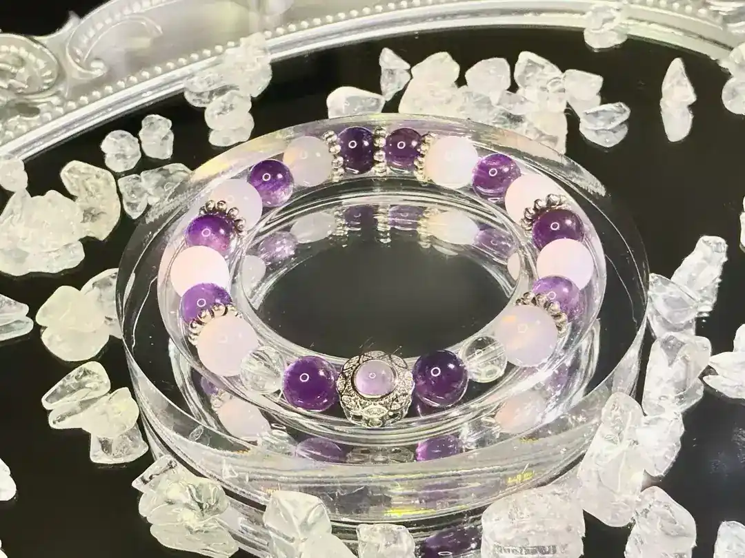 Aurora Blessing purple super seven and purple chalcedony crystal bracelet, the accent fittings