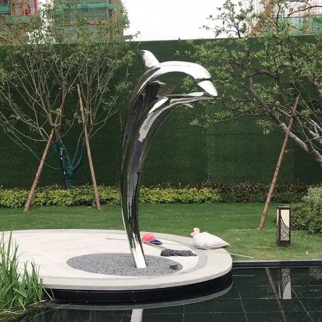 Outdoor abstract Urban Bird Stainless Steel Statue seen from another angle