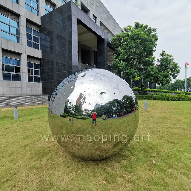 200cm Large outdoor garden courtyard polished stainless steel month sphere sculpture
