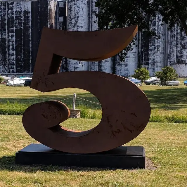 Outdoor Garden Number Design Corten Steel Sculpture For Sale Metal from the side