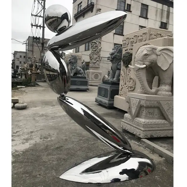 Contemporary Art Abstract Stainless Steel Sculpture for Garden seen from another angle
