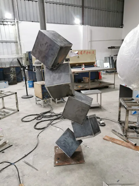 170cm Large outdoor corten steel Cube sculpture