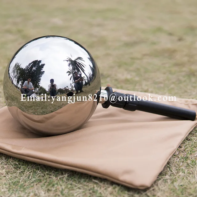 20cmVFX-HDRIProfession Camera Reflector Stainless Steel Hollow Sphere Photographic Props Set shown in its setting