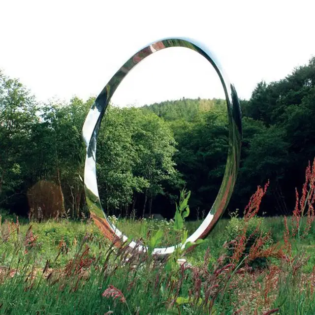 Metal Contemporary Art Stainless Steel Abstract Garden Sculpture seen from another angle