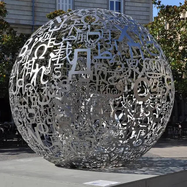 Outdoor Large 304 Grade Stainless Steel Hollow Ball Sculpture for Garden Landscape
