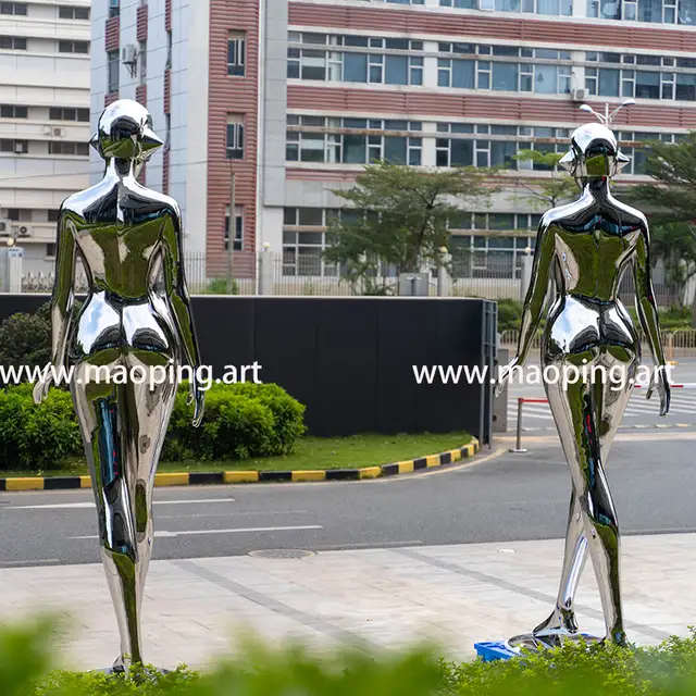 3750 mm Stainless Steel Robot Sculpture in Shanghai shown in its setting