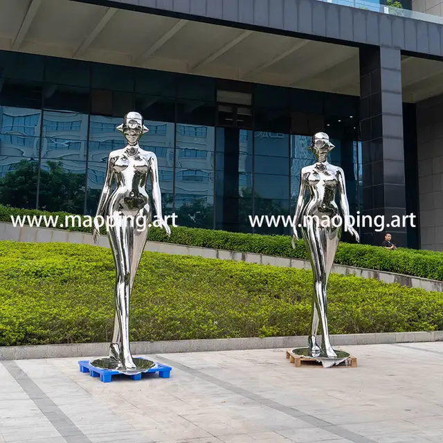 3750mm Large hotel lobby Japan stainless steel Sexy Robot sculpture seen from another angle