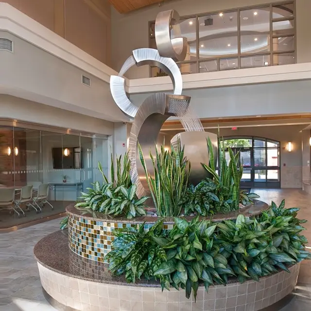 3C Design Metal Stainless Steel Water Fountain Outdoor Sculpture from the side