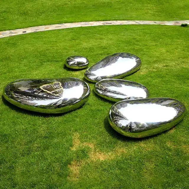 Large stainless steel sculpture—Stone seen from another angle
