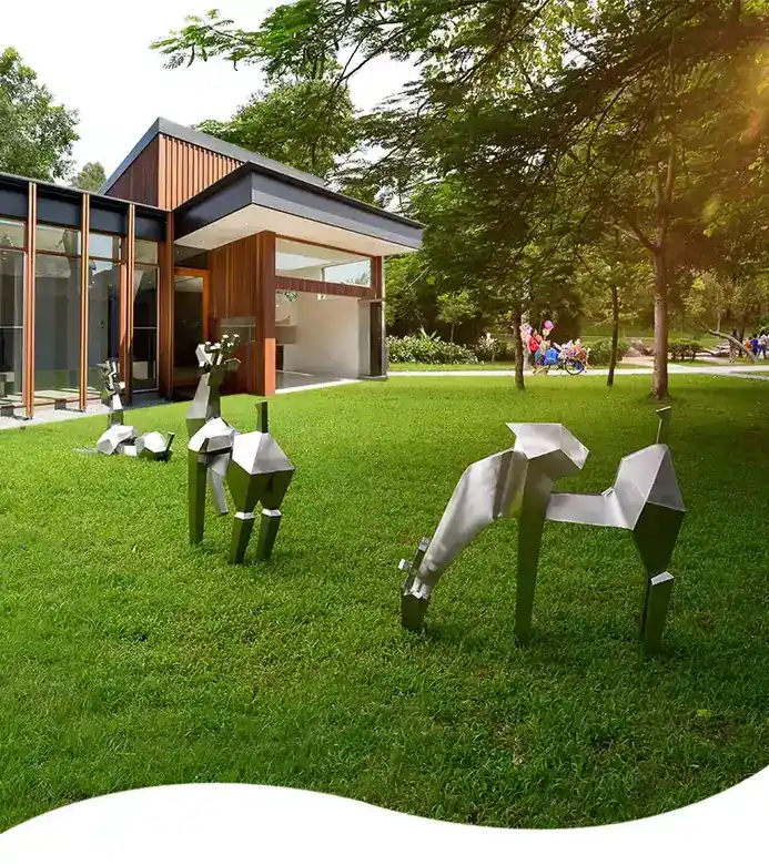 Large stainless steel sculpture—Deer