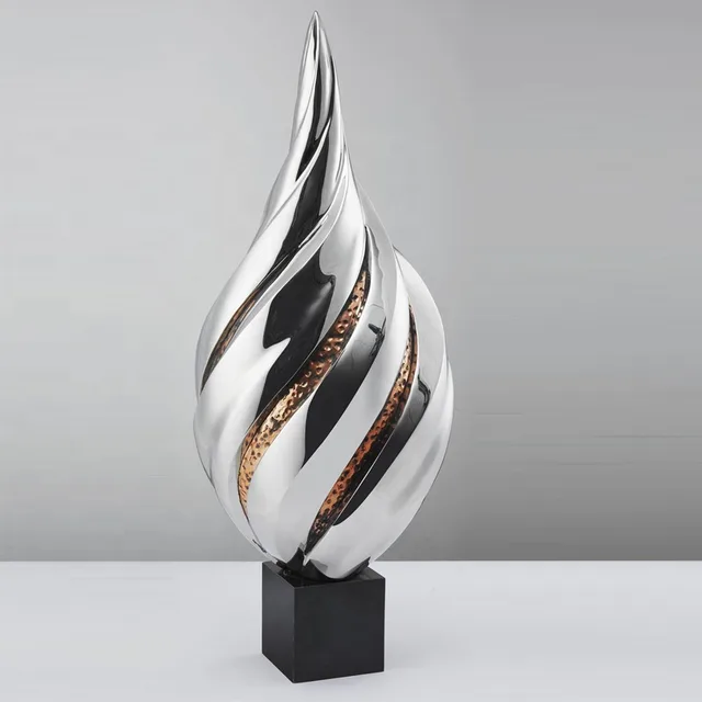 Modern Garden Metal Leaf Stainless Steel Ball Sculpture seen from another angle