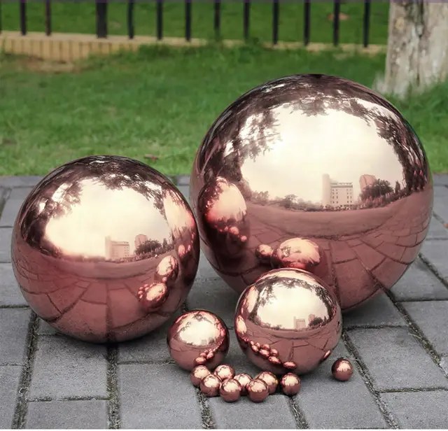 Rose gold Stainless steel colorful sphere Shiny Addition to Any Garden or Home