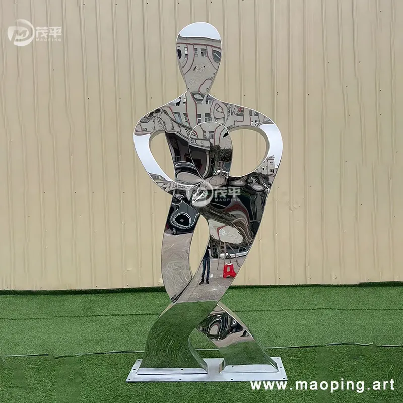 Abstract design outdoor garden decoration stainless steel character sculpture