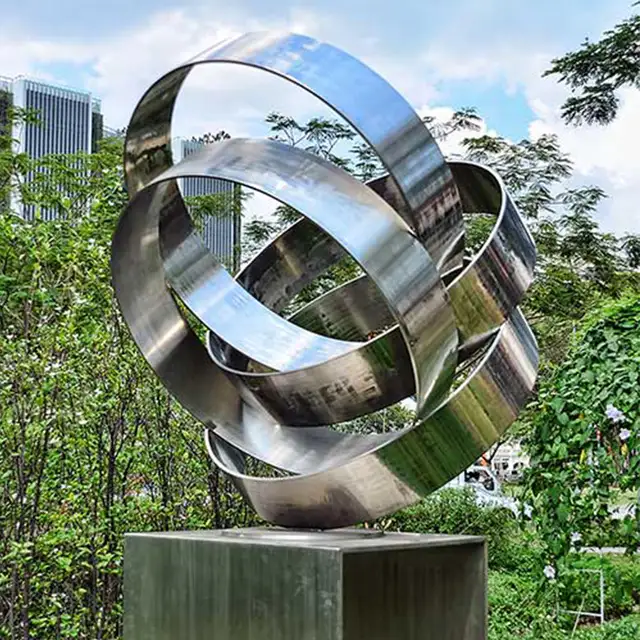 Abstract Modern Garden Polished Stainless Steel Sculpture