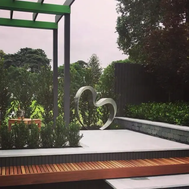Garden Art Metal Sculpture Stainless Steel Art Ring Sculpture seen from another angle