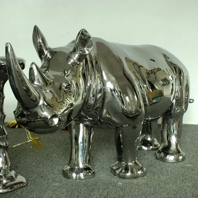 Stainless steel sphere Large stainless steel sculpture—Rhino seen from another angle