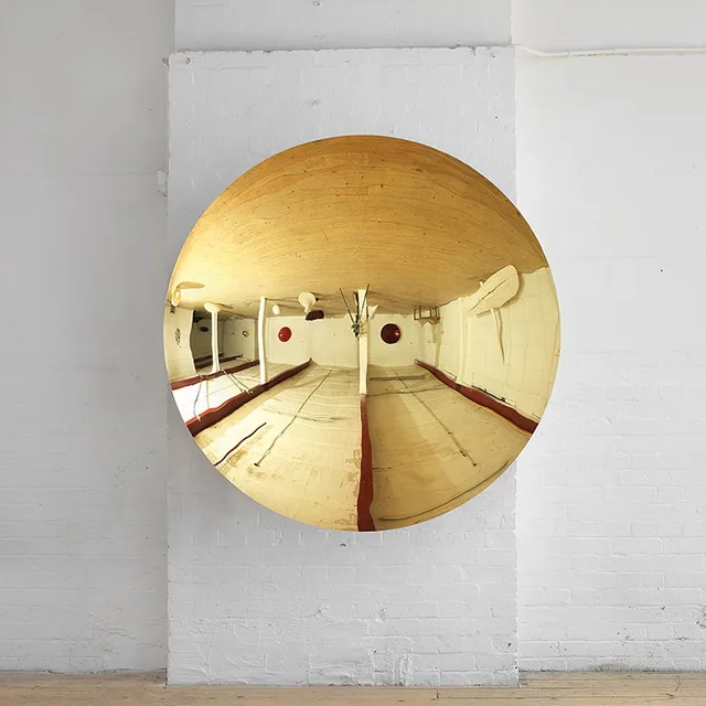 55″ /24″ circular concave mirror Stainless Steel Wall Sculpture