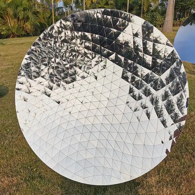 Metal wall pictures decorations Abstract stainless steel Irregularity wall Sculpture in close view