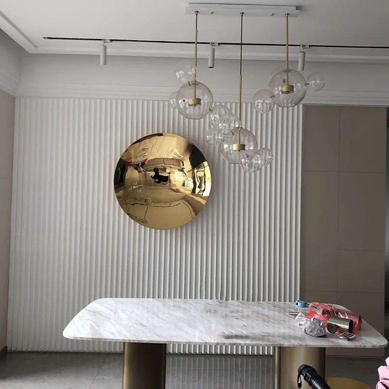 Golden circular concave mirror Stainless Steel concave wall mirror Sculpture