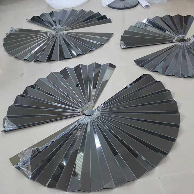 Large Outdoor Abstract Stainless Steel sphere Sculpture stainless steel art sculptures—Fan mirror in close view