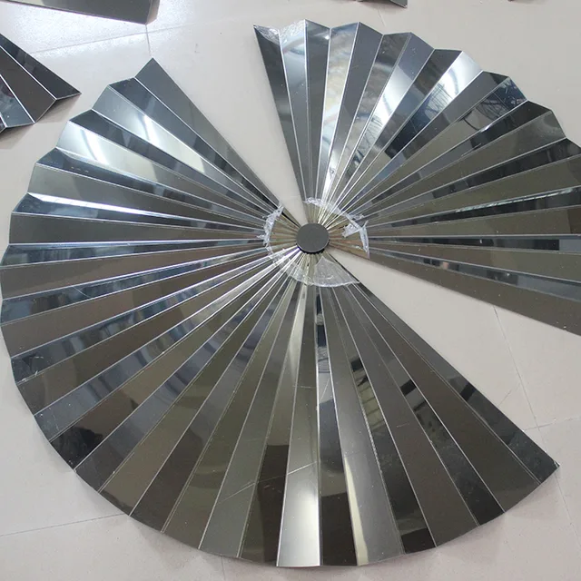 Large Outdoor Abstract Stainless Steel sphere Sculpture stainless steel art sculptures—Fan mirror from the side