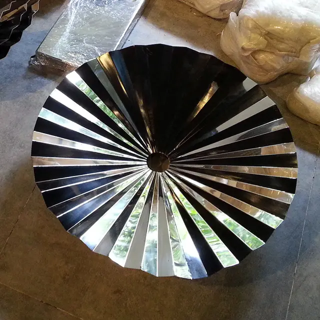 Large Outdoor Abstract Stainless Steel sphere Sculpture stainless steel art sculptures—Fan mirror seen from another angl