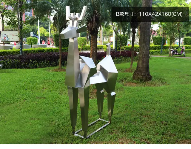 Large stainless steel sculpture—Deer seen from another angle