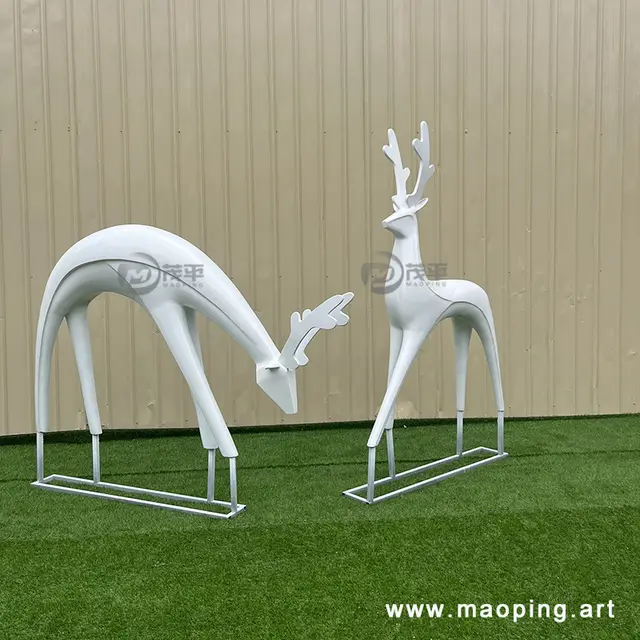 Big large modern metal sculpture stainless steel deer statue
