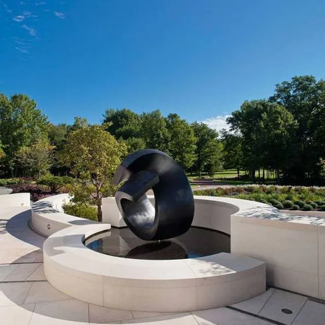 Black Painted Modern Abstract Stainless Steel Outdoor Sculpture
